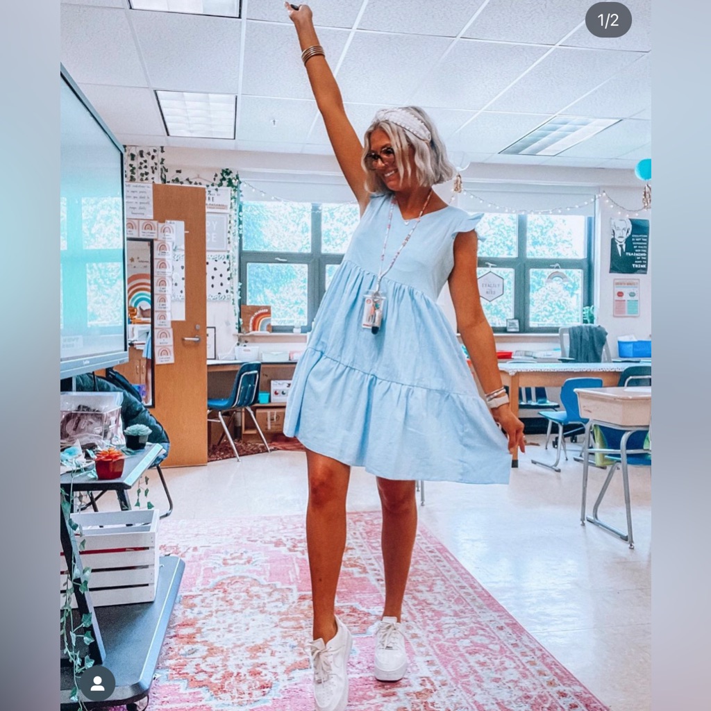 Sky Blue Ruffled Mini Dress